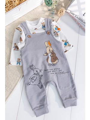 Babymod Tavşan Fiğürlü 2'li Erkek Bebek Salopet Tulum