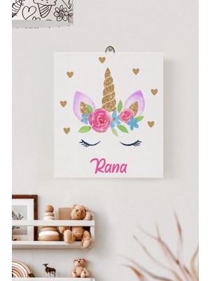 Lilabio Isme Özel Çocuk Odası Kanvas Tablo Çiçek (17X21 Cm)