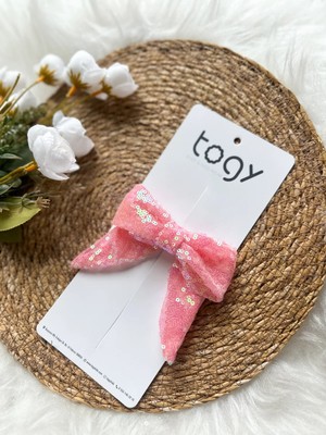Aysskids Şeker Pembe Pullu Payetli Kız Çocuk Bebek Fiyonk Toka