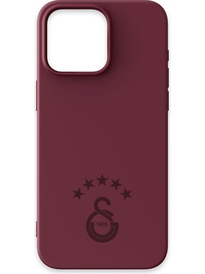 iPhone 15 Pro Max Uyumlu Galatasaray 5 Yıldız Bordo Silikon Lisanslı Telefon Kılıfı