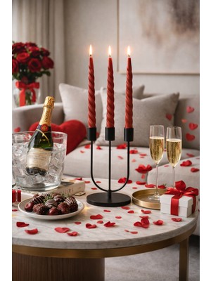 Lethe Studio Design Spiral Mum 3’lü Set (3 adet 20cm) - Dekoratif Italyan Burgulu Şamdan Mumu, %100 Soya Mum, (Şamdan dahil değildir)