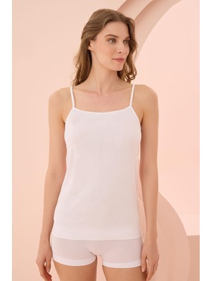 İlkyaz Fashion Ieg™ Ip Askılı Beyaz Ribana Atlet