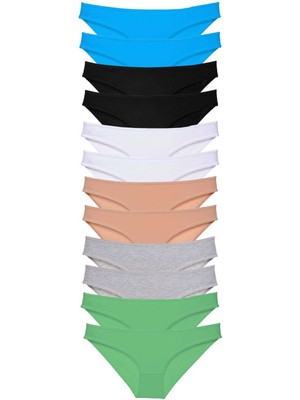 İlkyaz Fashion Ieg™ 12 Adet Eko Set Likralı Kadın Slip Külot Çok Renkli 5