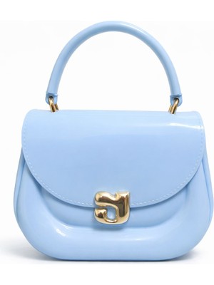 Zerva Queen Parlak Rugan Kadın El Çantası – Gold Aksesuarlı Canlı & Modern Mini Çanta