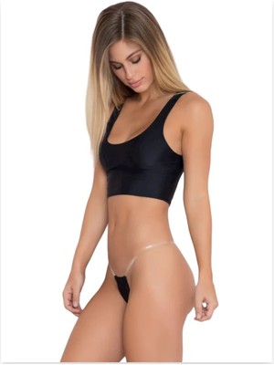İlkyaz Fashion Ieg™ Fantezi Şefaf Lastikli Siyah Tanga