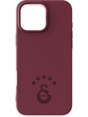 iPhone 16 Pro Uyumlu Galatasaray 5 Yıldız Bordo Silikon Lisanslı Telefon Kılıfı
