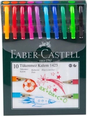 Hype Store Faber-Castell Tükenmez Kalem Seti, 10 Adet, 0.7 mm Uç, Yumuşak Yazım, Ergonomik Tutuş, Renkli Karışı