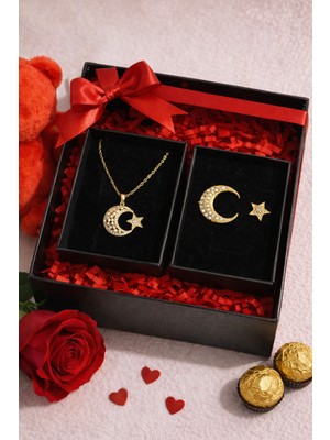 Pulinin Dükkanı Sevgililer Günü Özel Hediye Kutusu – Ayyıldızlı Kolye ve Ayyıldızlı Broş Takı Seti