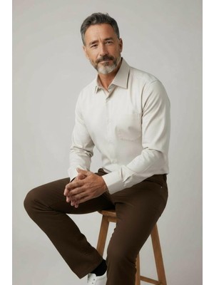 Gömlek Galerisi Klasik Geniş Kesim Düz Uzun Kollu Erkek Gömlek