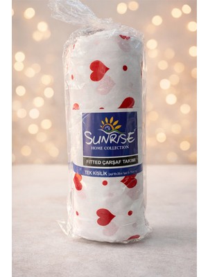 Sunrise Kalp Desenli Lastikli Çarşaf