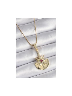 Erbilden Erb 316L Çelik Gold Renk Zirkon Taşlı Yıldız Model Kadın Kolye