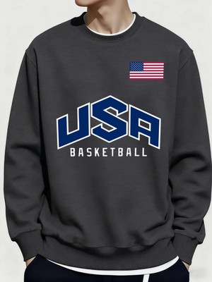 Abd Basketbol Oyunu Baskıları Kış Günlük Erkek Tişörtü Rahat Rahat Kazaklar Polar Yumuşak Sok