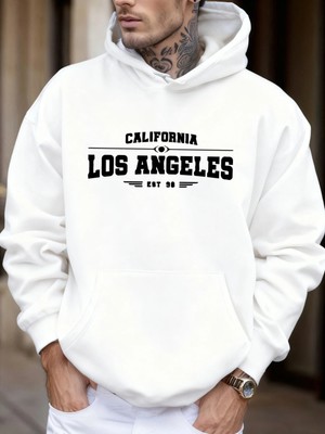Kaliforniya Los Angeles Sanatsal Mektup Baskı Erkekler Sonbahar Polar Yumuşak Eşofman Moda Ra