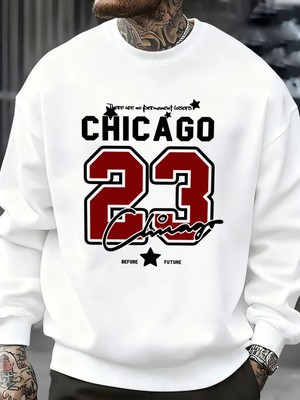 Chicago Number 23 Jersey Prints Male Sweatshirt Trendy Hip Hop Streetwear Crewneck Autumn Clo