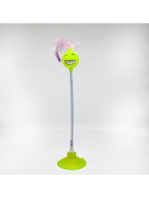 Hype Store Vantuzlu Yaylı Gülen Yüz Kedi Oyuncağı 1 Adet (Limon Yeşili)