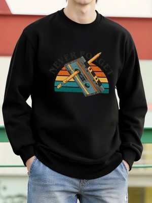 Asla Unutma Walkman Desen Erkekler Kazak Sokak Rahat Kazak Gevşek Yumuşak Üst Polar Sokak Sti