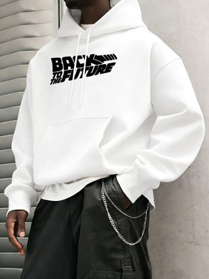 Geleceğe Dönüş Baskılı Sokak Günlük Kapüşonlu Üstleri Erkek Polar Modası Sweatshirtler Sonbah