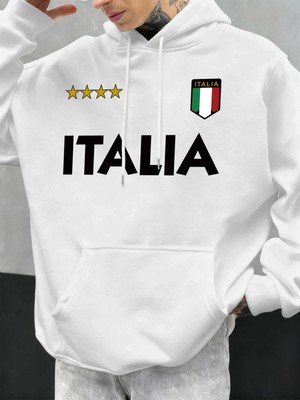 Italya Italyan Bayrağı Tasarım Erkekler Hoodie Polar Kapüşonlular Cep Yumuşak Hoody Sonbahar