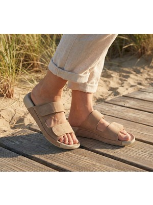 Lucid Kadın Bej Süet Terlik Anatomik Taban Günlük Hakiki Deri Yazlık Terlik