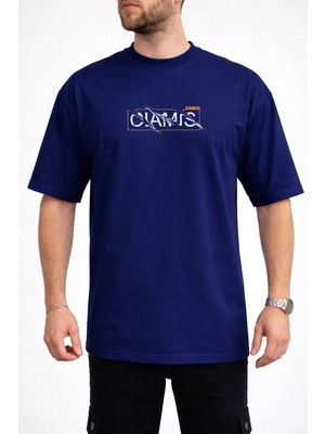 Caddekombin Erkek West Java Yazı Baskılı Bisiklet Yaka Lacivert T-Shirt