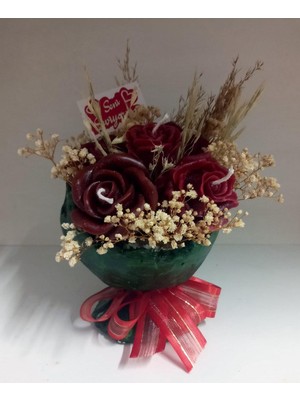 Nadire Tasarım Sevgililer Günün Kutlu Olsun Gül Mum Tasarımı