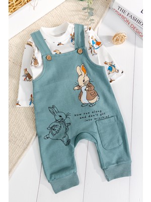 Babymod Tavşan Fiğürlü 2'li Erkek Bebek Salopet Tulum