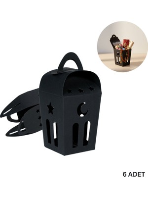 Roco Paper Co. Ramazan Temalı Dekoratif Fener Kutusu, Ay Yıldız Kesim Hediyelik Şekerleme Kutu Seti, 6X9CM- 6 Adet