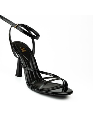 Moda Arena 0132 Siyah Topuklu Kadın Abiye Ayakkabı