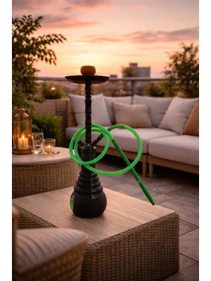 Büyük Boy Nargile Takımı | Cafe & Lounge Kullanımına Uygun | Kalın Cam Şişe, Tek Hortumlu 78 cm