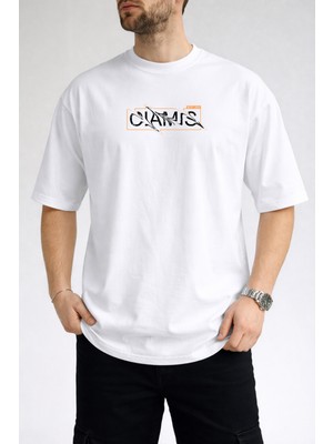 Caddekombin Erkek West Java Yazı Baskılı Bisiklet Yaka Beyaz T-Shirt