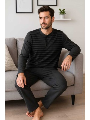 Tenra Erkek Pijama Takımı Uzun Kollu %100 Pamuk
