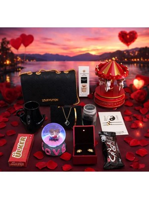 OEM Sevgililer Gününe Özel Romantik Kadın Hedıye Seti | Çanta ,takı, Parfüm Çikolata Kuğulu Fincan