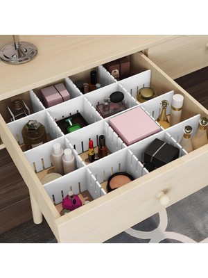 Hype Store Aee® 4'lü Plastik Ayarlanabilir Çekmece Düzenleyici Organizer - Iç Içe Geçmeli Kesilebilir - 8CMX43C