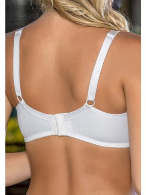 İlkyaz Fashion Ieg™ Büyük Beden Uyumlu Ekru Tül Detaylı Günlük Sütyen, B,c Cup Balensiz Konforlu Sütyen