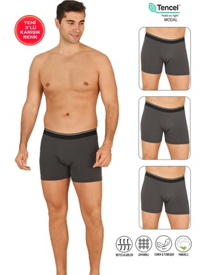 Özkan Underwear Özkan 11256 3'lü Paket Erkek Premium Kumaş Modal Pamuklu Esnek Yumuşak Boxer Şort