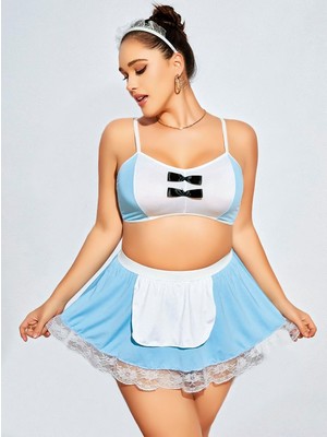 İlkyaz Fashion Ieg™ Mini Etekli Büyük Beden Fantezi Hizmetçi Kostümü