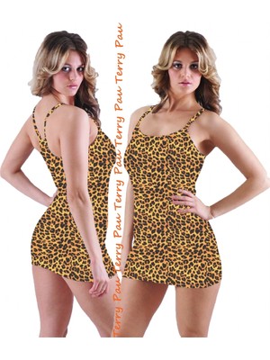 İlkyaz Fashion Ieg™ B101204 Leopar Tank Top Elbise
