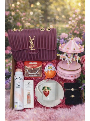 OEM Sevgililer Gününe Özel Atlı Karınca Çanta ve Kahve Fincanı Detaylı Konsept Premium Hediye Kutusu