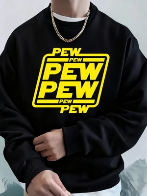 Pew Pew Mektup Baskılı Erkek Sweatshirtleri Kışlık Oversize Kapüşonlu Üstler Spor Bisiklet Ya