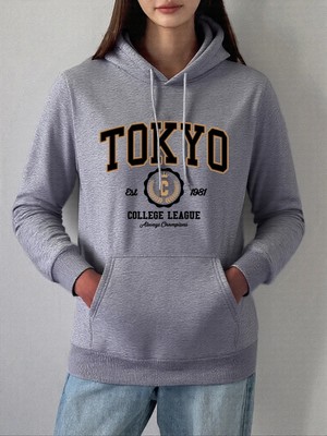 Tokyo Kolej Ligi Baskılar Hoodie Kadın Kış Polar Sıcak Kazak Temelleri Cep Kazak Rahat Rahat