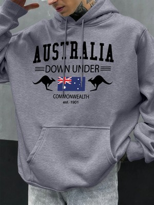 Avustralya Down Under Baskılar Erkekler Kapüşonlular Hip Hop Cep Hoody Sonbahar Moda Sokak Şı
