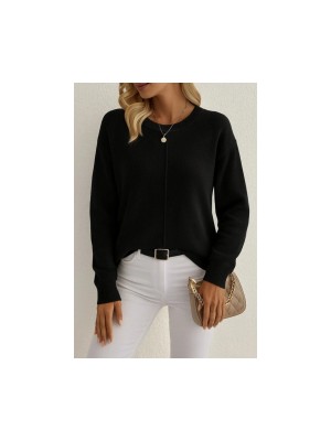 Kadın Uzun Kollu Bisiklet Yaka Düşük Omuz Detaylı Triko Bluz