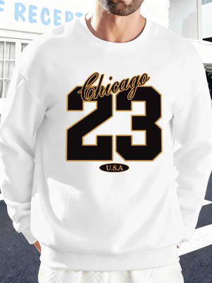 Chicago Abd Numarası 23 Baskılar Erkekler Kazak Yumuşak Polar Kazak O-Boyun Sonbahar Giysiler