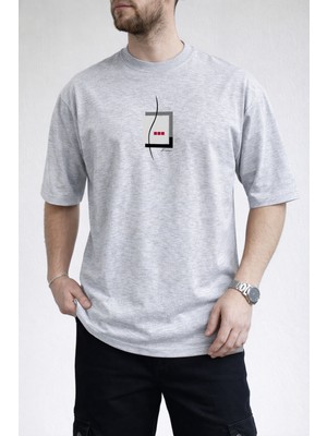 Caddekombin Erkek Forever Yazı Baskılı Bisiklet Yaka Gri T-Shirt