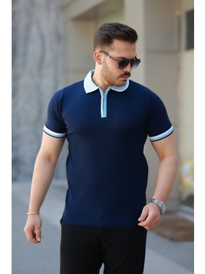 ModaSize Erkek Renkli Yaka Kısa Kollu Tişört