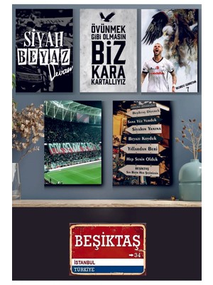 Pi Dekorasyon Kartal2 "beşiktâş" Tablo Seti Altılı Set 1'adet (20*30CM) 5'adet (10X15CM)