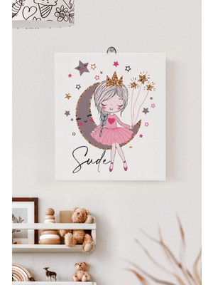 Lilabio Isme Özel Çocuk Odası Kanvas Tablo Prenses (17X21 Cm)