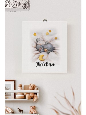 Lilabio Isme Özel Çocuk Odası Kanvas Tablo Ayıcık (17X21 Cm)