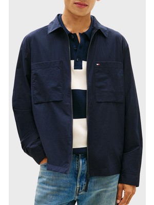 Tommy Hilfiger Logolu Pamuk Karışımlı Relaxed Fit Fermuarlı Mont Erkek Mont MW0MW42586 Dw5