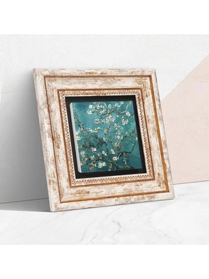 Hype Store Pinecone Stone Van Gogh Badem Ağacı Taş Duvar Tablosu - Çerçeveli Taş Tablo - Dekoratif Duvar Sanatı